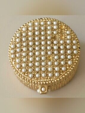 Vintage Rare Max Factor Hypnotique Clustered Pearling Creme Perfume Compact